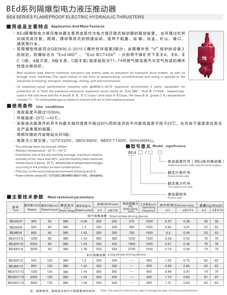 BEd系列隔爆型電力液壓推動器01